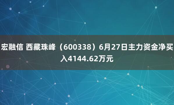 宏融信 西藏珠峰（600338）6月27日主力资金净买入4144.62万元